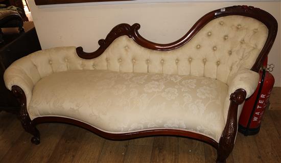 A button back chaise longue, W.200cm